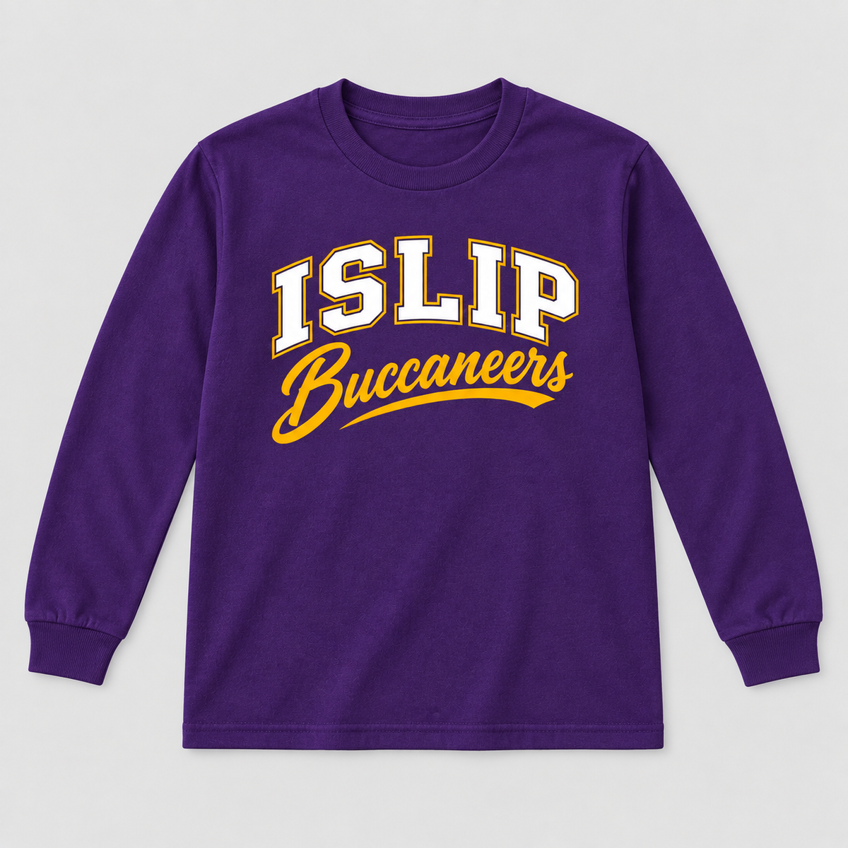 Purple Islip Buccaneers Youth Varsity Script Long Sleeve Tee
