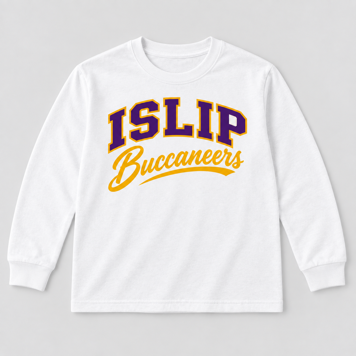 White Islip Buccaneers Youth Varsity Script Long Sleeve Tee
