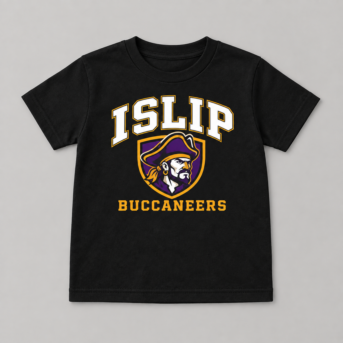 Black Islip Buccaneers Youth Captain Crest Tee