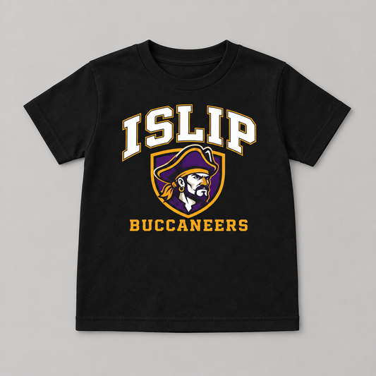 Black Islip Buccaneers Youth Captain Crest Tee