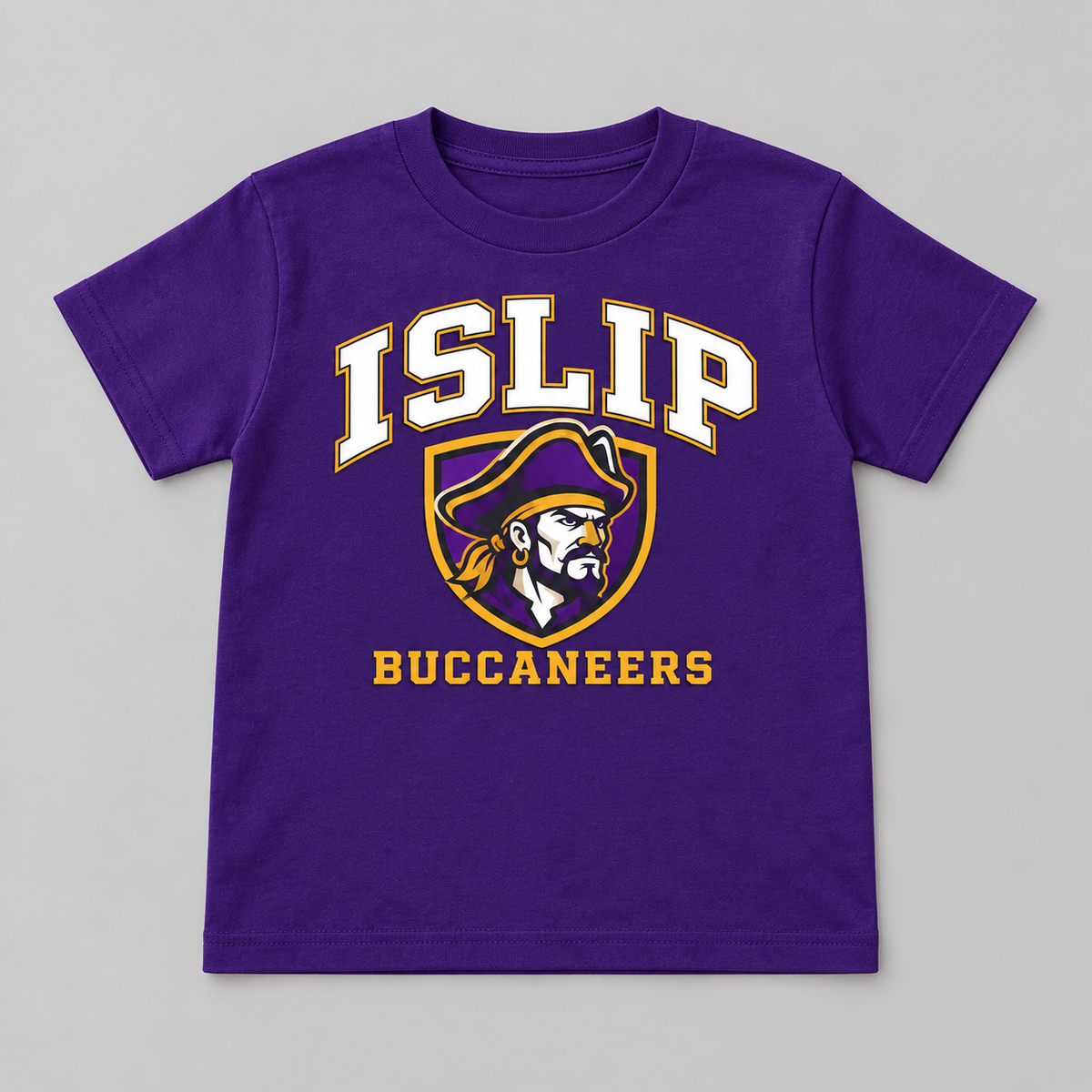 Purple Islip Buccaneers Youth Captain Crest Tee