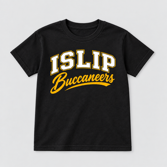 Black Islip Buccaneers Youth Varsity Script Tee