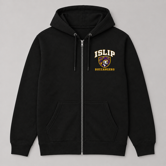 Black Islip Buccaneers Adult Captain Crest Zip Hoodie
