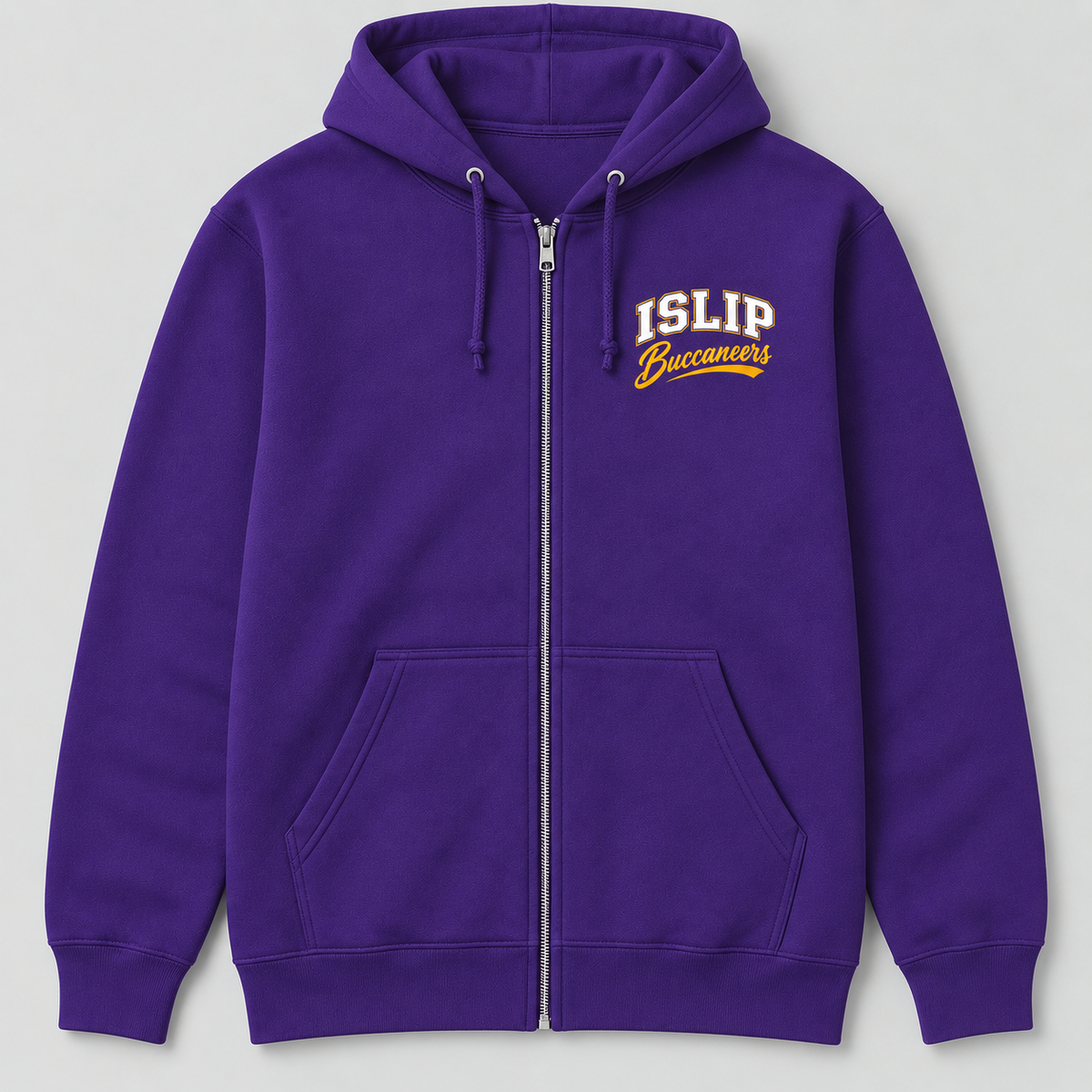 Purple Islip Buccaneers Adult Varsity Script Zip Hoodie