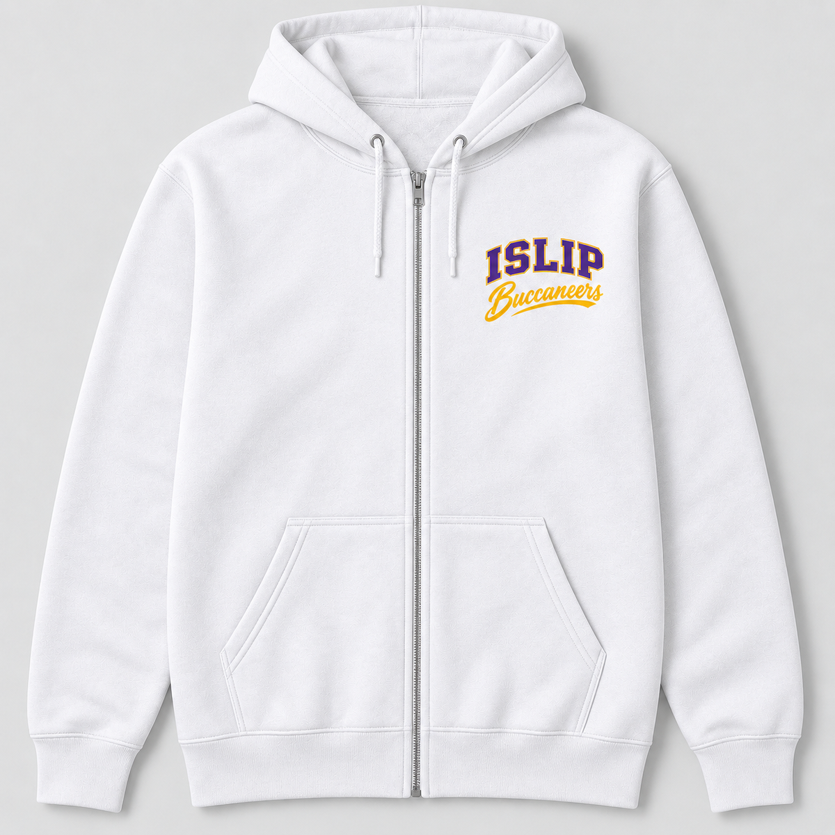 White Islip Buccaneers Adult Varsity Script Zip Hoodie