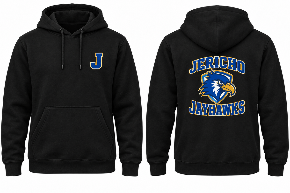 JERICHO JAYHAWKS black hoodie front and back