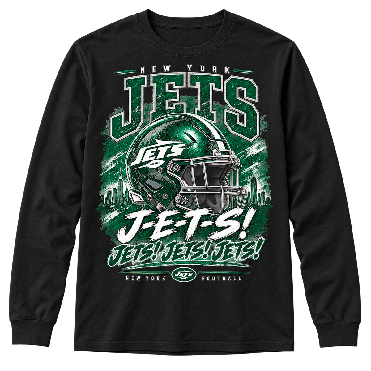 New York Jets Men's / Unisex Long Sleeve T-Shirt in Black