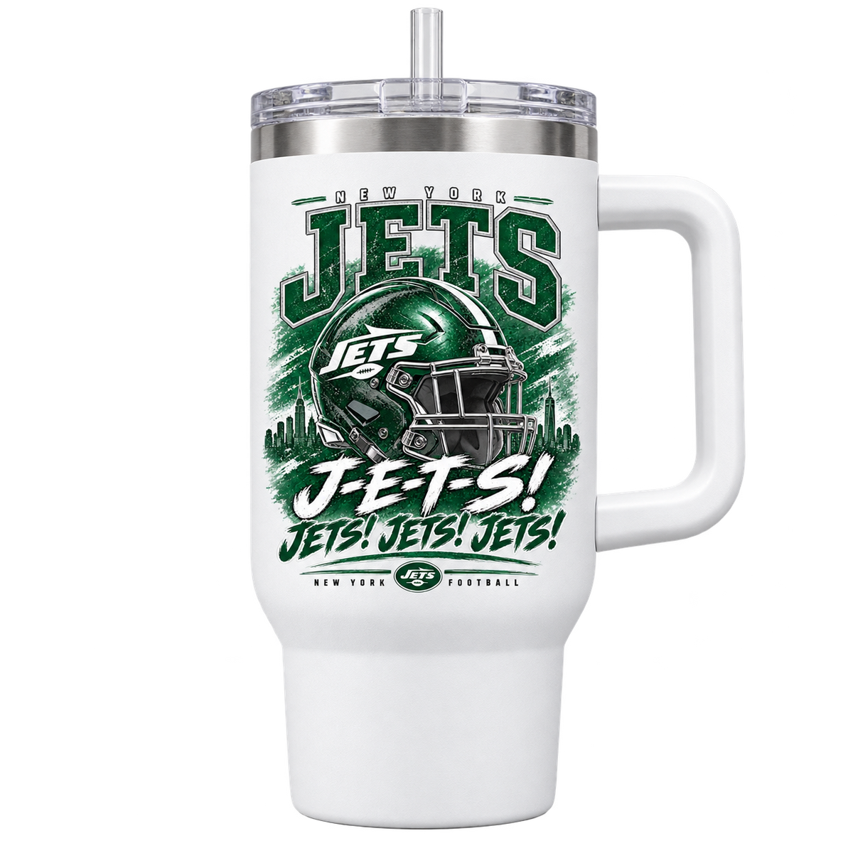 New York Jets Handled Tumbler in White
