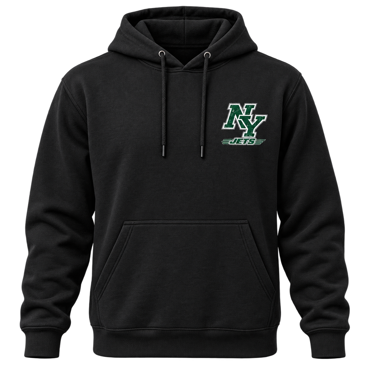 New York Jets Helmet and Skyline hoodie black front