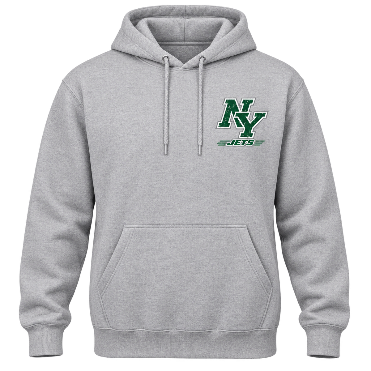 New York Jets Helmet and Skyline hoodie gray front