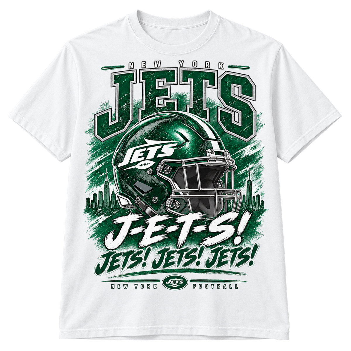 New York Jets Helmet and Skyline tee white