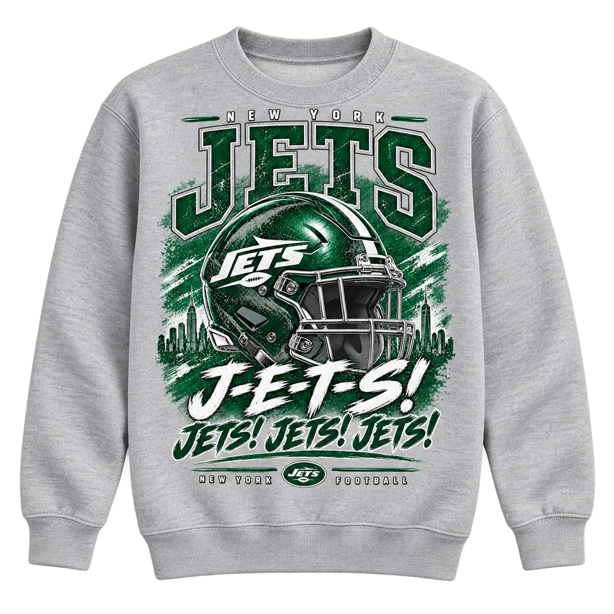 New York Jets Youth Crewneck Sweatshirt in Sport Gray