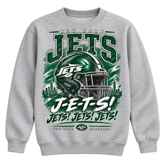 New York Jets Youth Crewneck Sweatshirt in Sport Gray