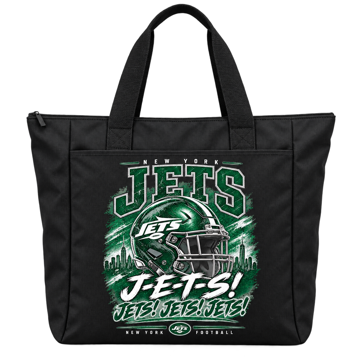 New York Jets Zippered Tote Bag in Black