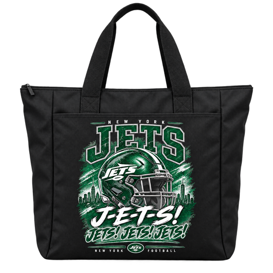 New York Jets Zippered Tote Bag in Black