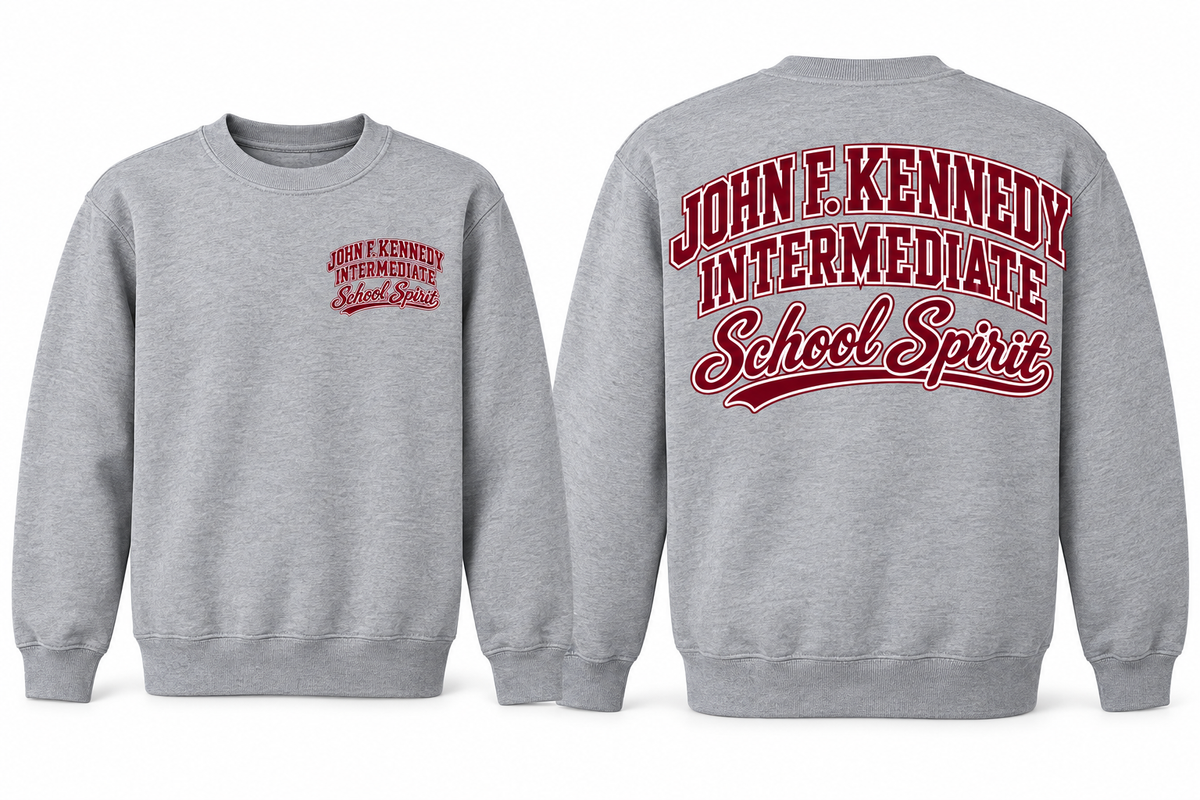 John F. Kennedy Intermediate School Spirit Youth Crewneck — exact school-specific artwork