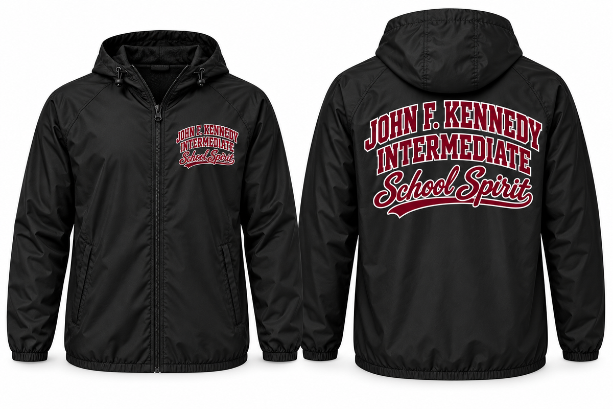 John F. Kennedy Intermediate School Spirit Adult Windbreaker — exact school-specific artwork