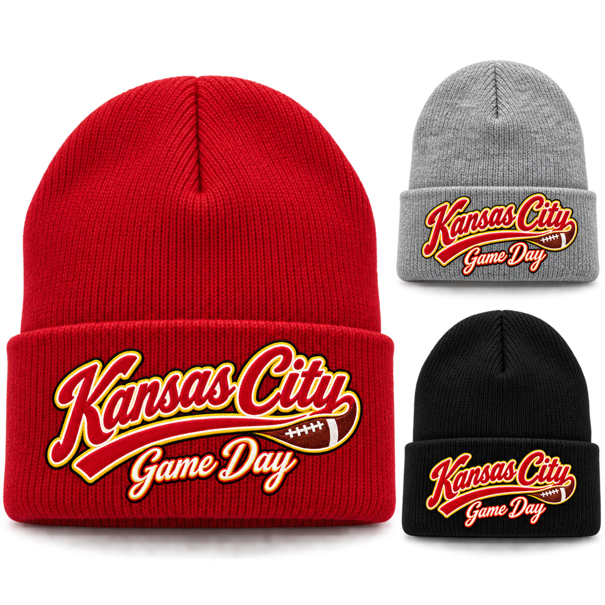 Kansas City Game Day Script Cuffed Beanie — product thumbnail