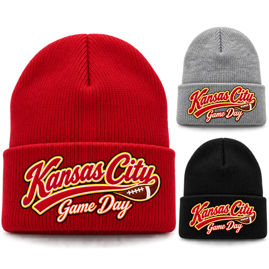 Kansas City Game Day Script Cuffed Beanie — product thumbnail