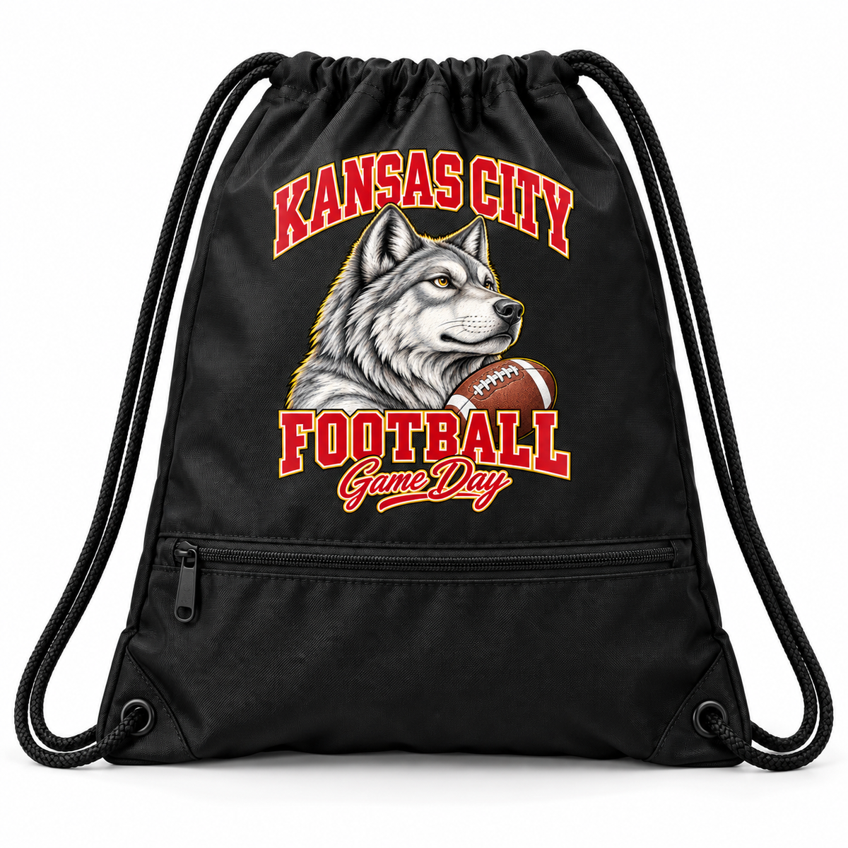 Kansas City Mascot Zip-Pocket Drawstring Bag — product thumbnail