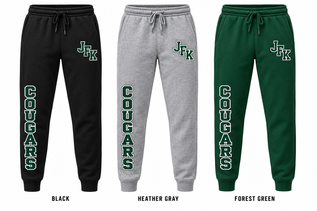 kennedy bellmore varsity joggers in Black, Heather Gray and Forest Green