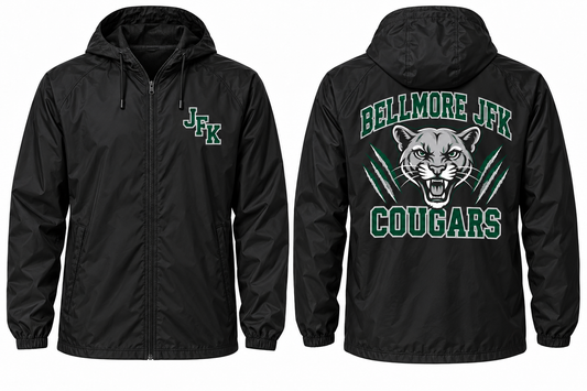 Kennedy Bellmore Varsity Windbreaker — Black front and back