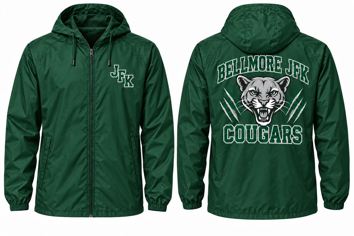 Kennedy Bellmore Varsity Windbreaker in Forest Green
