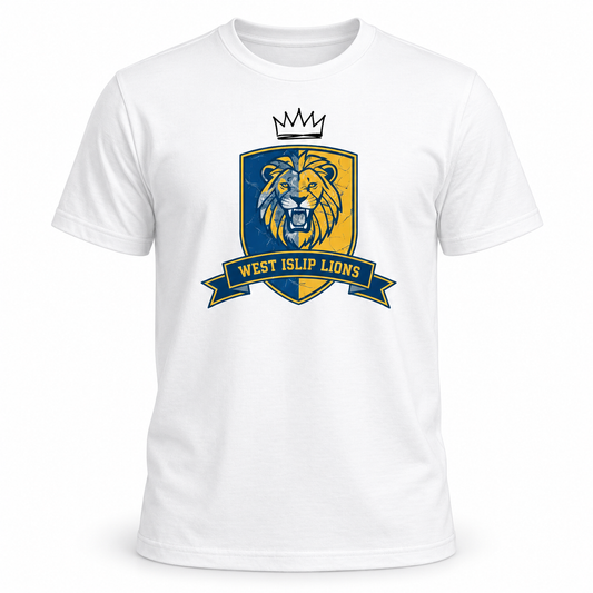 King of the Pride - West Islip Lions Short Sleeve T-Shirt – Official Spirit Wear — studio product view