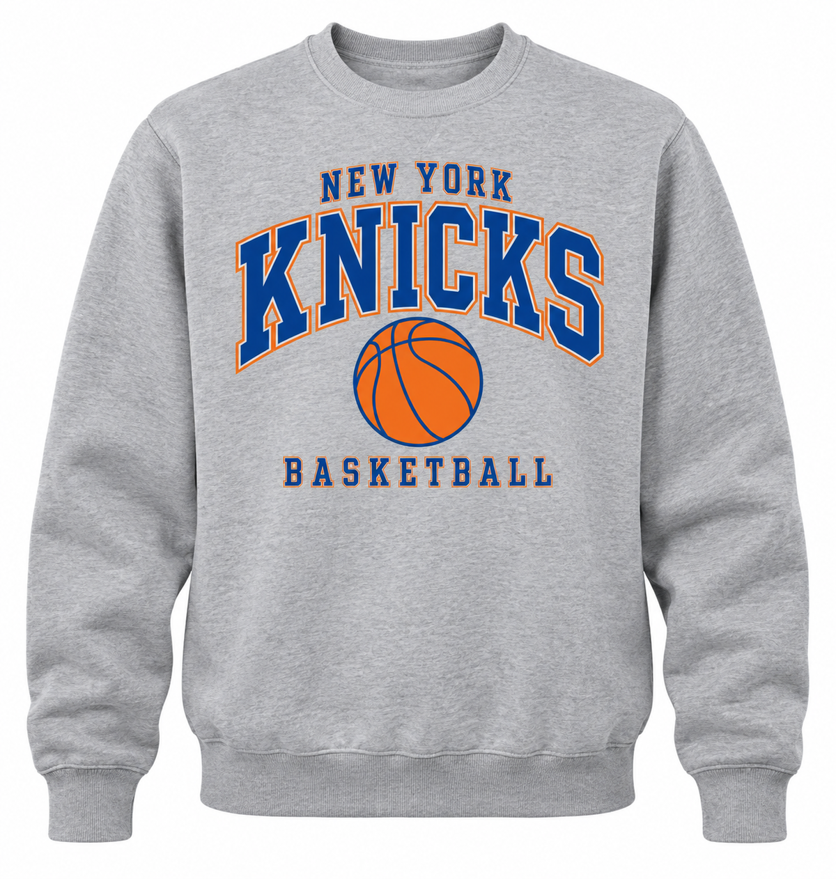 New York Knicks Varsity Court Unisex Crewneck Sweatshirt in Heather Gray