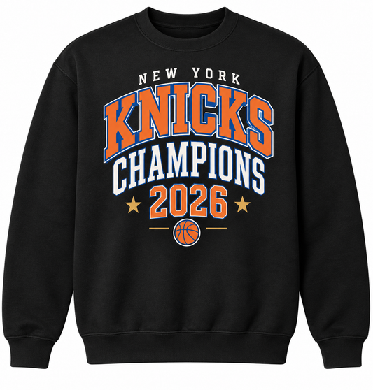 New York Knicks Champions 2026 Unisex Crewneck Sweatshirt in Black