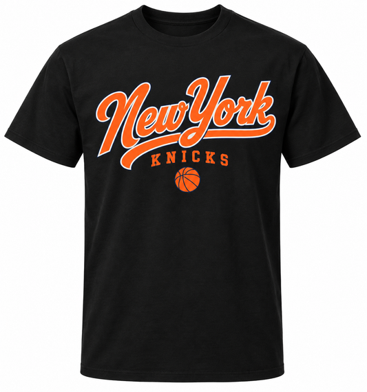 New York Knicks City Script Unisex T-Shirt in Black