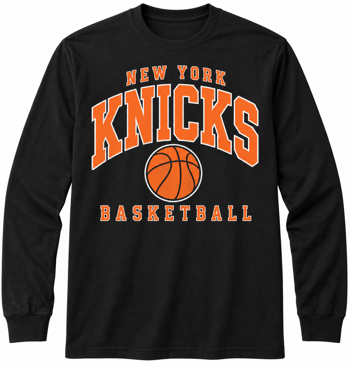 New York Knicks Varsity Court Unisex Long Sleeve T-Shirt in Black