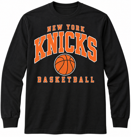 New York Knicks Varsity Court Unisex Long Sleeve T-Shirt in Black
