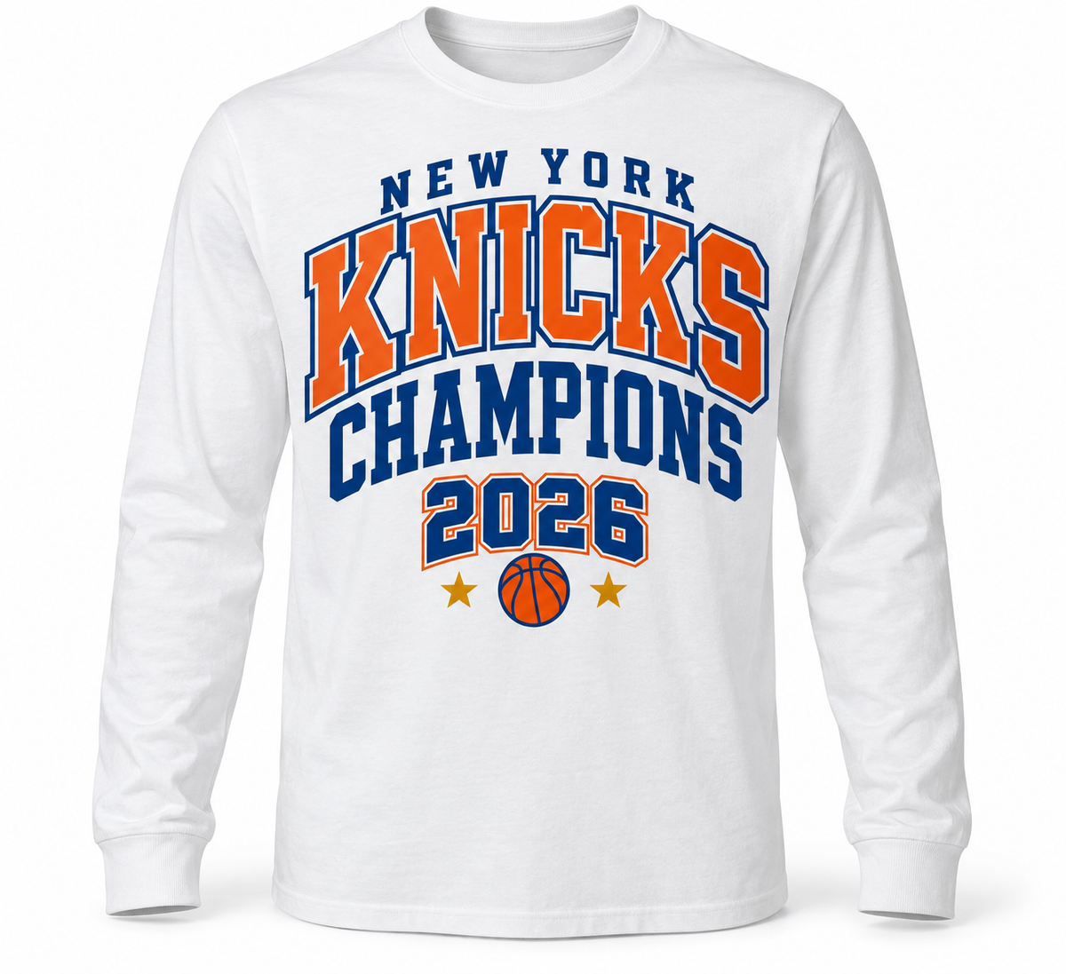 New York Knicks Champions 2026 Unisex Long Sleeve T-Shirt in White