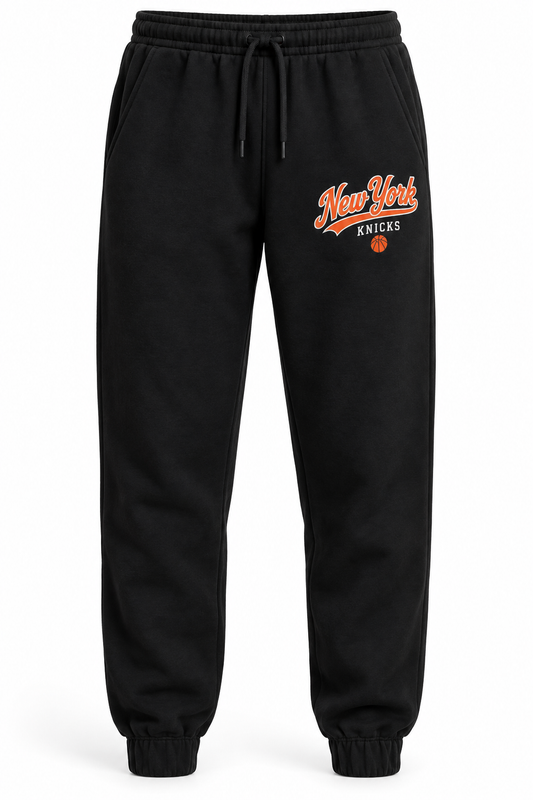 New York Knicks City Script Unisex Joggers in Black