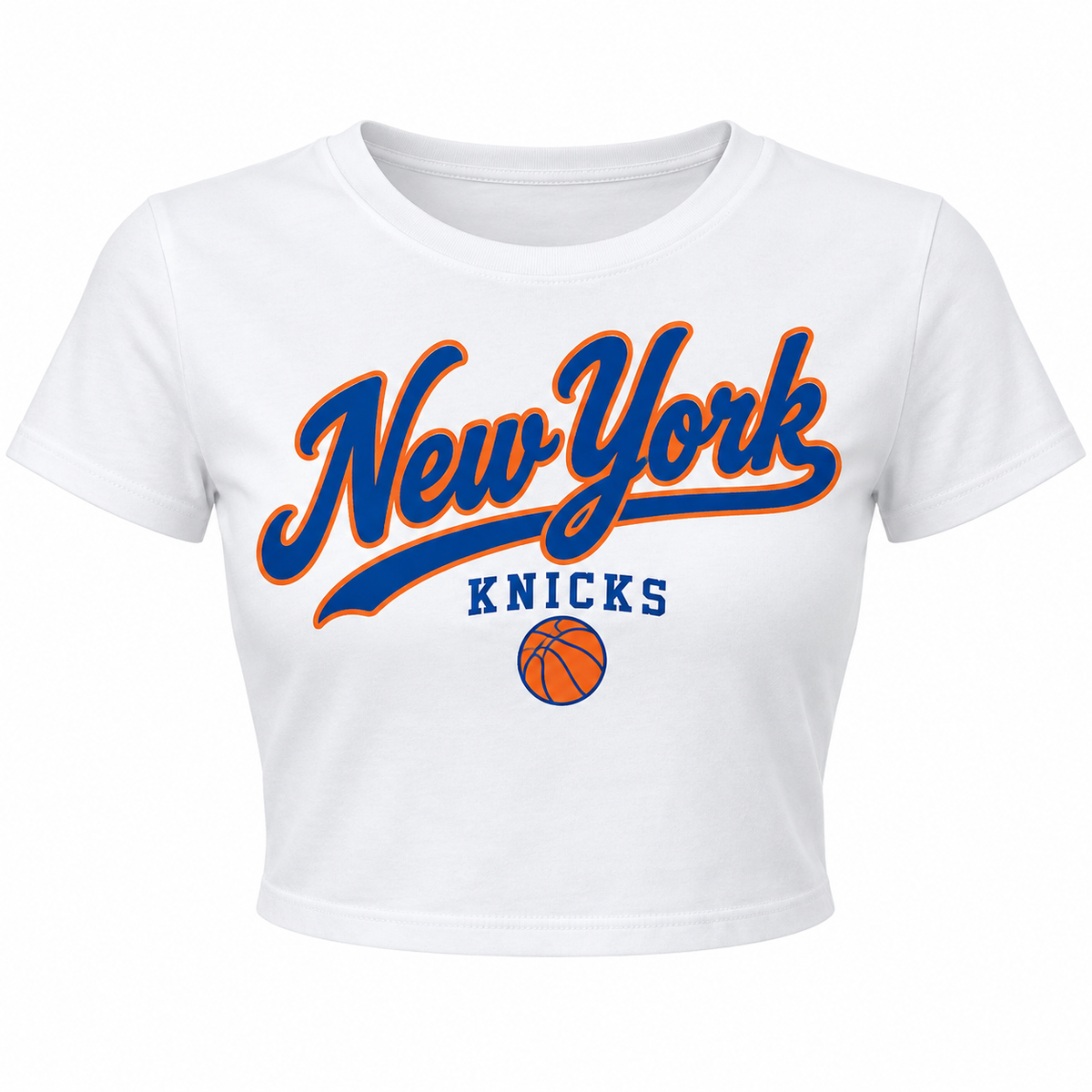 New York Knicks City Script Women's Cropped T-Shirt in White