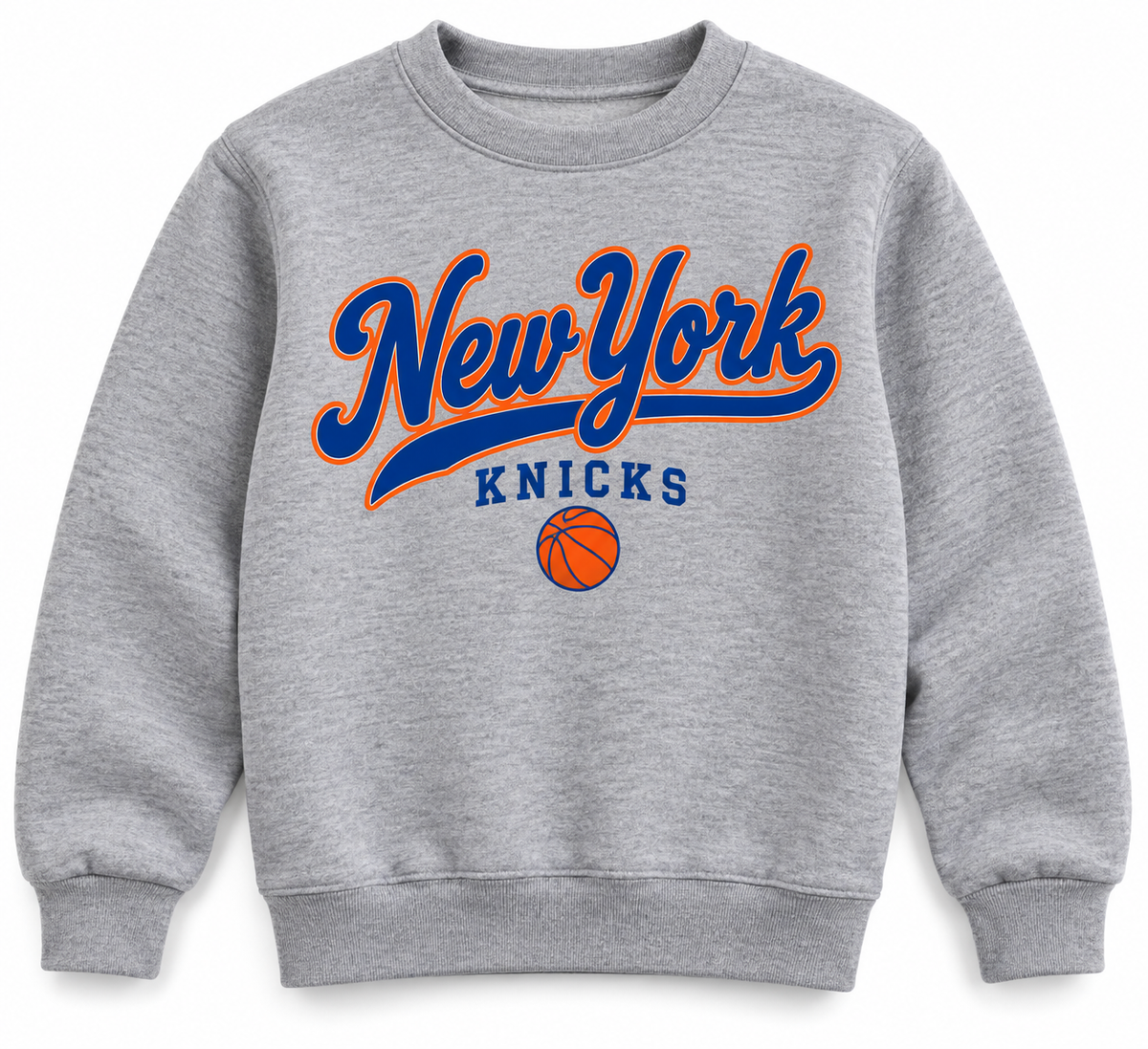 New York Knicks City Script Youth Crewneck Sweatshirt in Heather Gray
