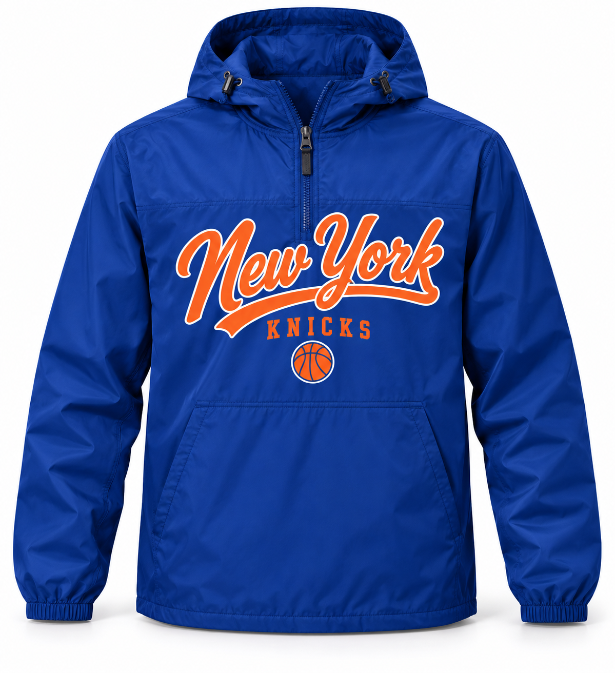 New York Knicks City Script Unisex Quarter-Zip Anorak in Royal Blue