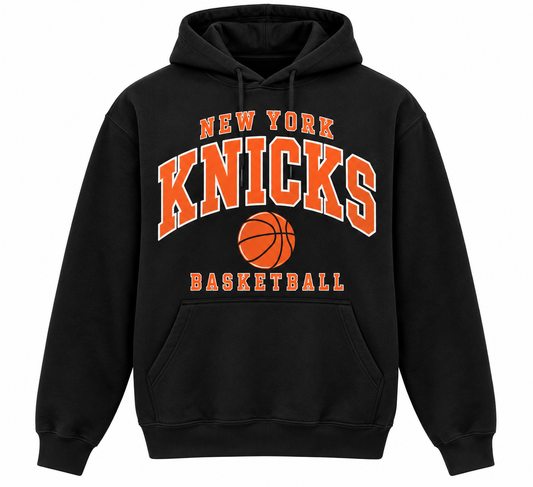 New York Knicks Varsity Court Unisex Pullover Hoodie in Black