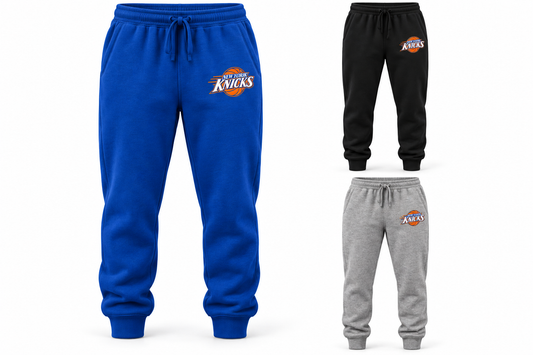 New York Knicks Fastbreak Court Unisex Joggers in Royal Blue, Black, Heather Gray