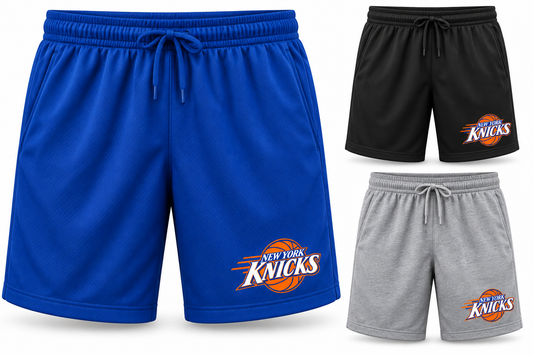 New York Knicks Fastbreak Court Unisex Athletic Shorts in Royal Blue, Black, Heather Gray