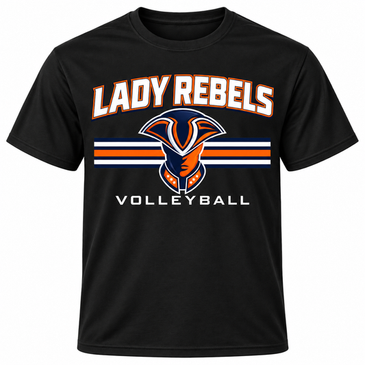 Lady Rebels Volleyball Mascot Performance T-Shirt in Black