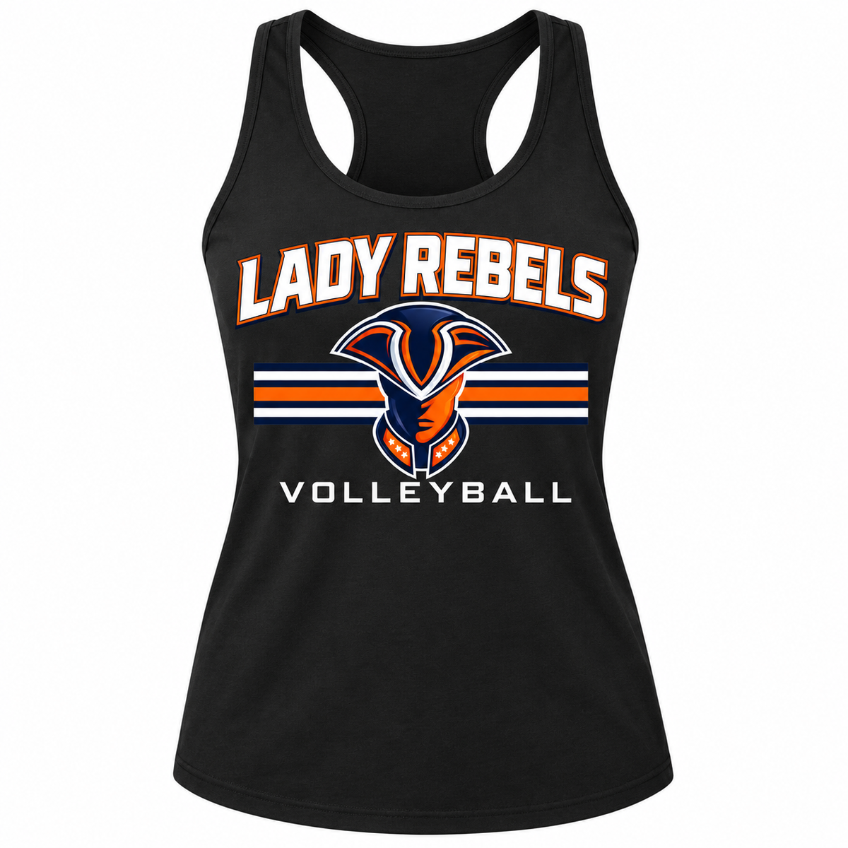 Lady Rebels Volleyball Mascot Women's Tank front design