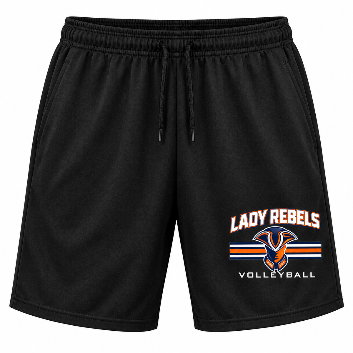 Lady Rebels Volleyball Mascot Athletic Shorts front design