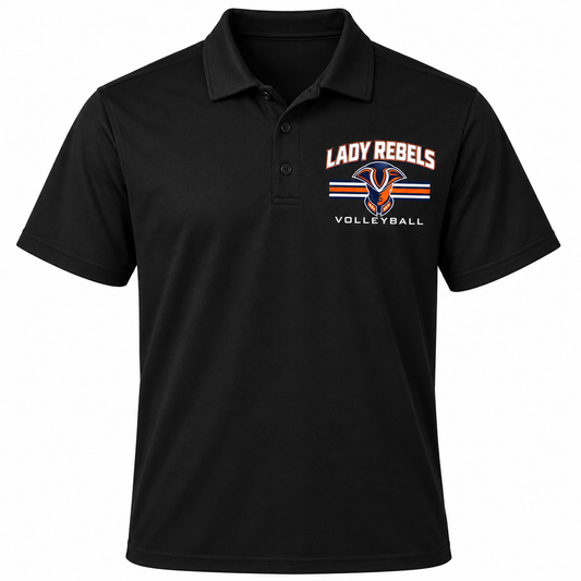 Lady Rebels Volleyball Mascot Coach Polo front design