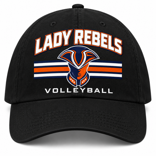 Lady Rebels Volleyball Mascot Baseball Cap front design