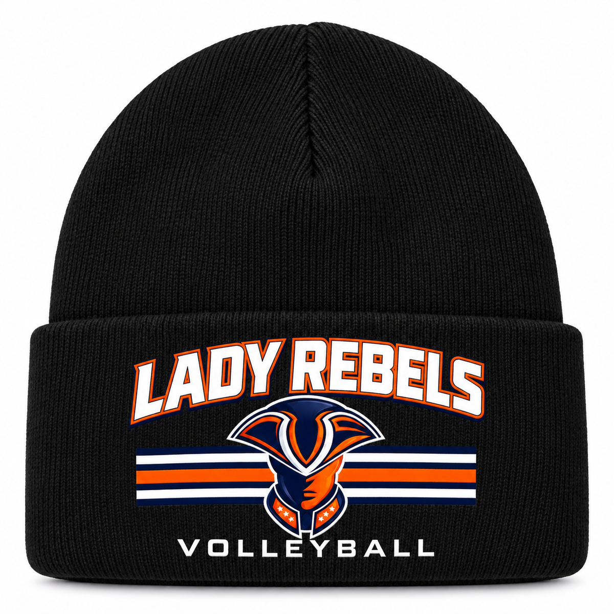 Lady Rebels Volleyball Mascot Knit Beanie front design