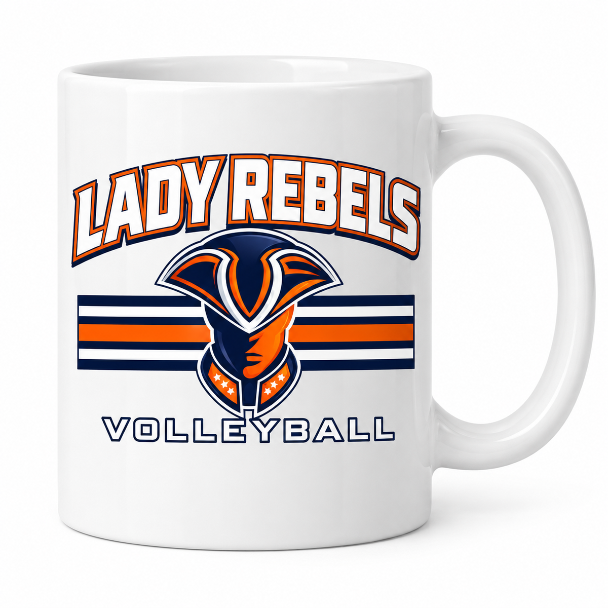 Lady Rebels Volleyball Mascot Ceramic Mug front design