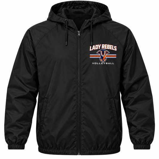 Lady Rebels Volleyball Mascot Full-Zip Windbreaker in Black