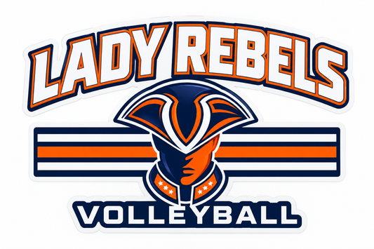 Lady Rebels Volleyball Mascot Die-Cut Decal front design